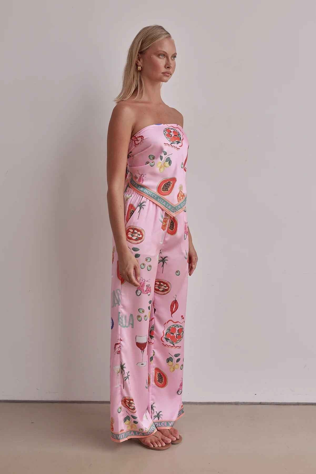Summer Positioning Sexy Print Tube Top Wide Leg Two Piece Sets