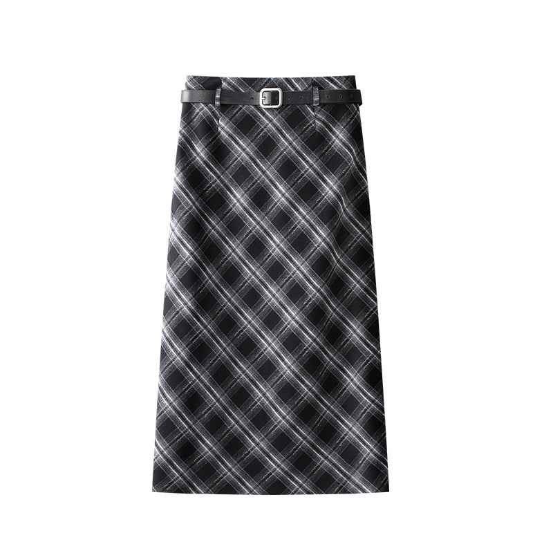 Retro Red Pattern Skirt Women Fall High Waist Slit Hip Skirt Mid Length Straight One Step Skirt
