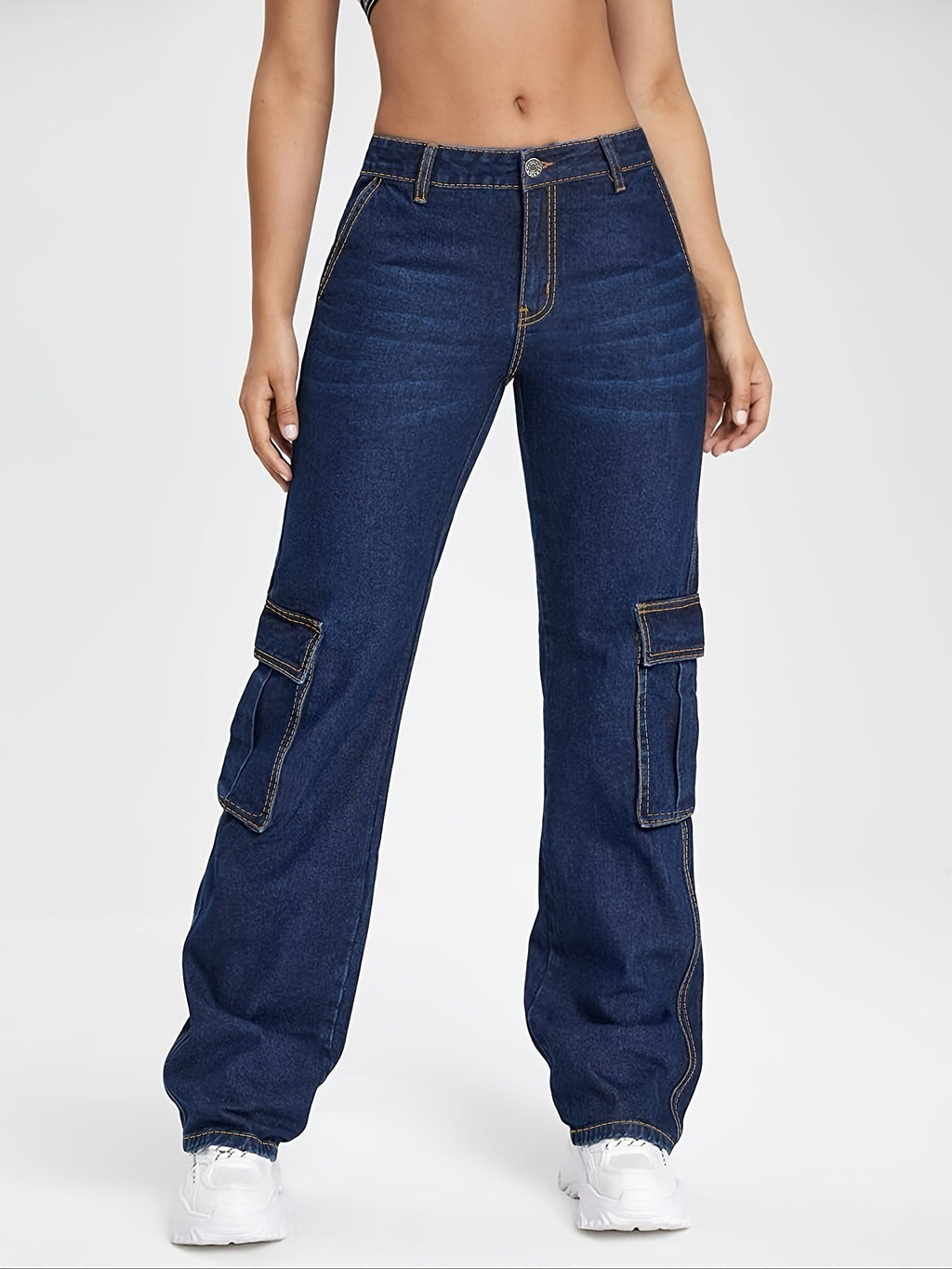 Autumn Multi Pocket Workwear Fried Street Denim Loose Slimming All Matching Slimming High Waist Trousers Women - ALZO