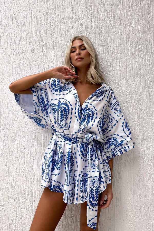 Summer Women Waist Controlled Lace up Geometric Abstract Printed Sexy Jumpsuit Amplified craft