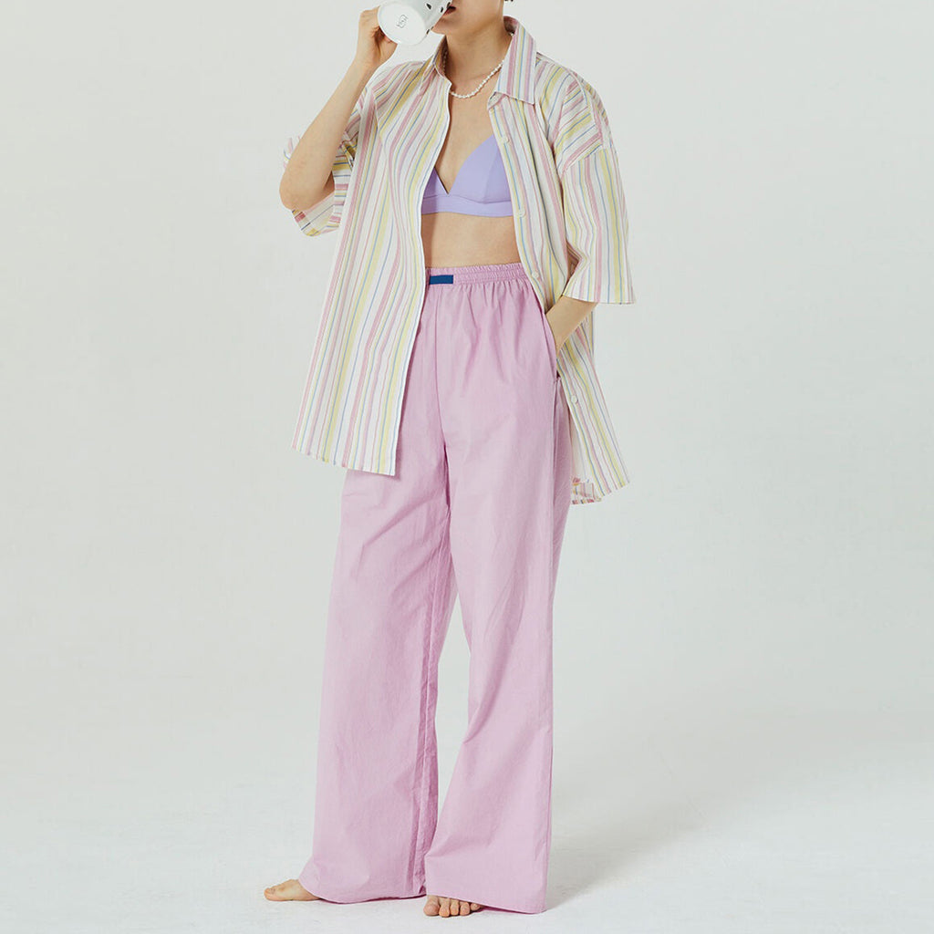 Women Clothing Striped Wide Leg Trousers Casual Street Loose High Waist Trousers - ALZO