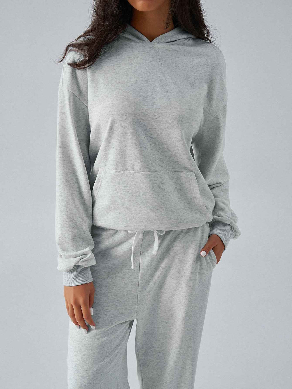 Autumn Winter Casual Sports Hooded Sweater Slim Fit Tied Trousers Women