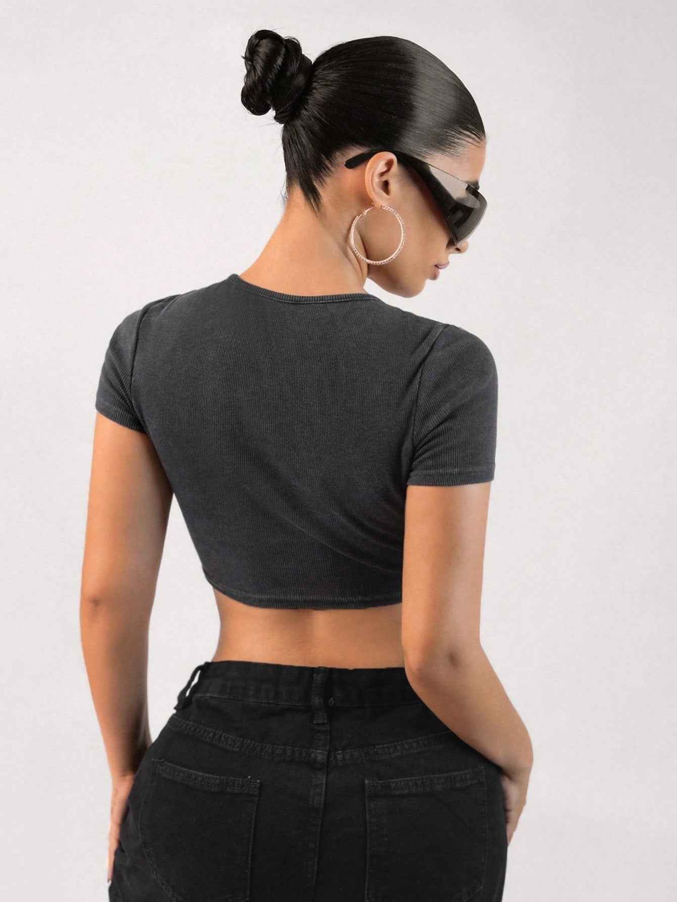 Women Clothing Personalized Trendy T shirt Spring Summer Outdoor Short Cropped Exposed Top