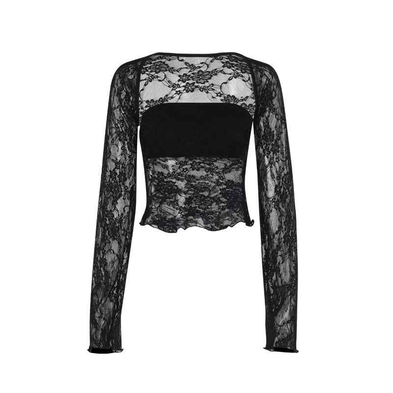 Autumn Casual Sexy All Matching Lace Tube Top Two Piece Blouse Women