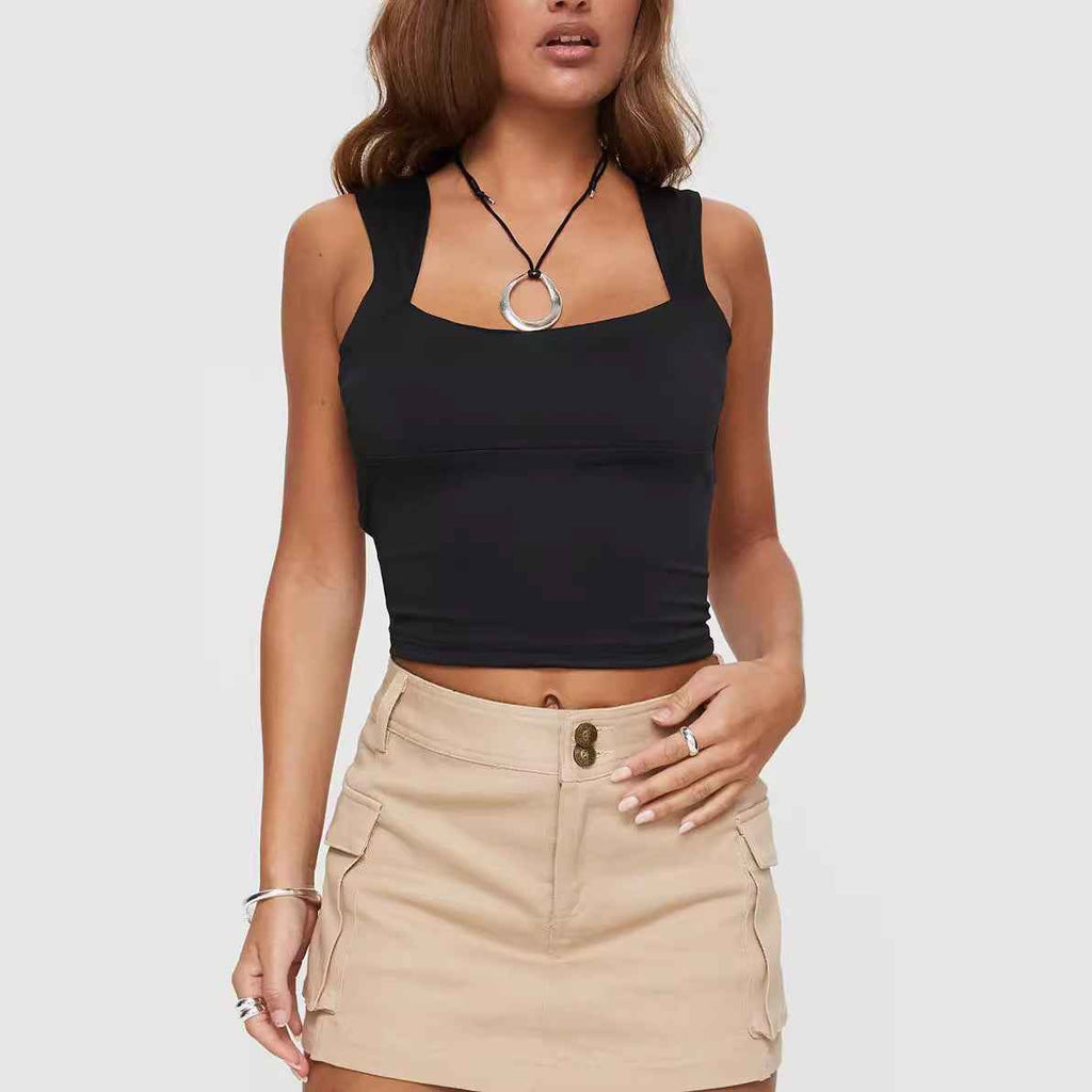 Women Clothing Small Sling Slim Fit Sexy Backless Lace up Sexy Women Short Top Vest