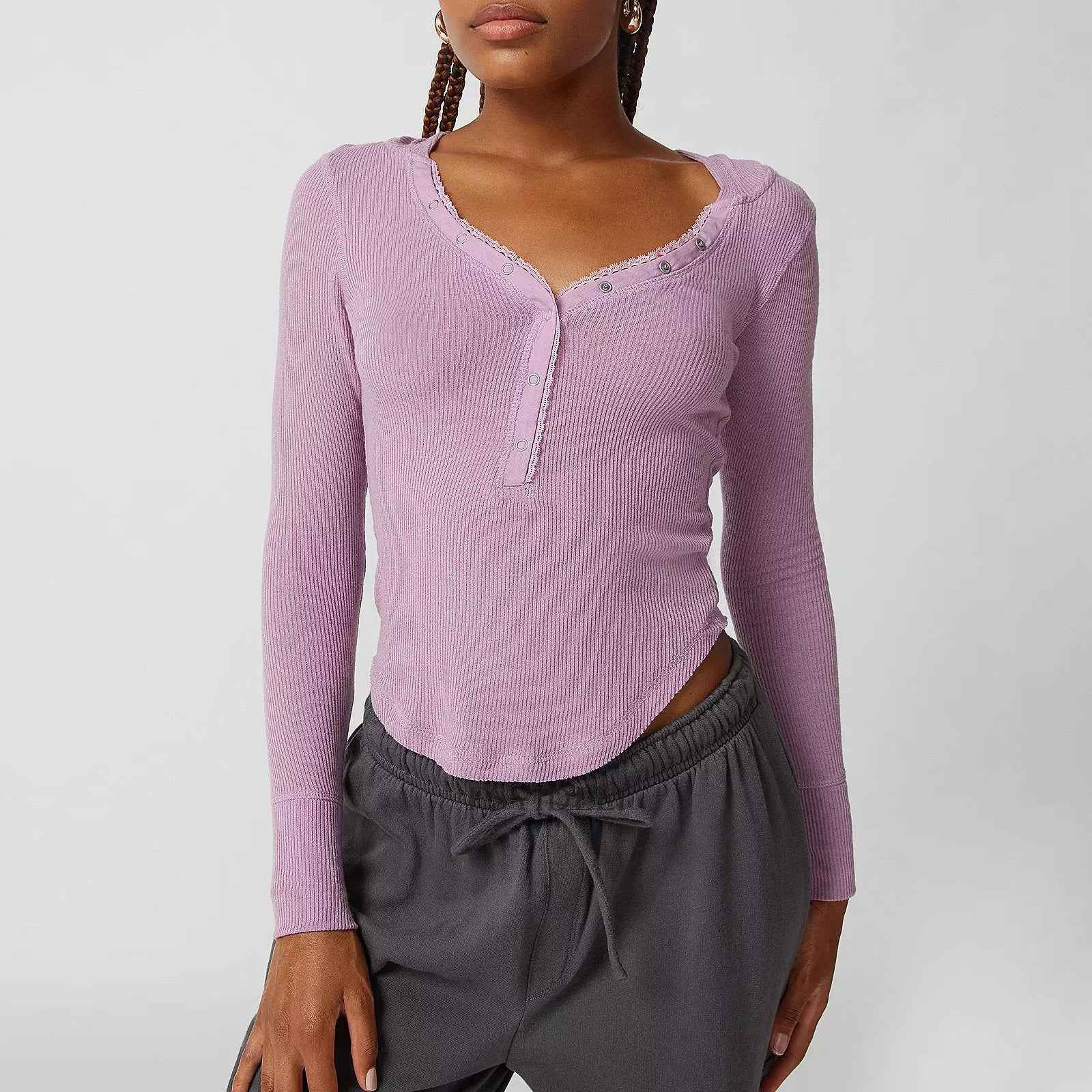 Spring Autumn Solid Color Long Sleeve Single Breasted Hooded T shirt Slim Fit Slimming Short Top