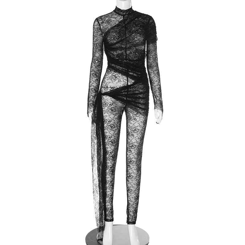 Women Wear Autumn Mesh Sexy Jumpsuit for Women
