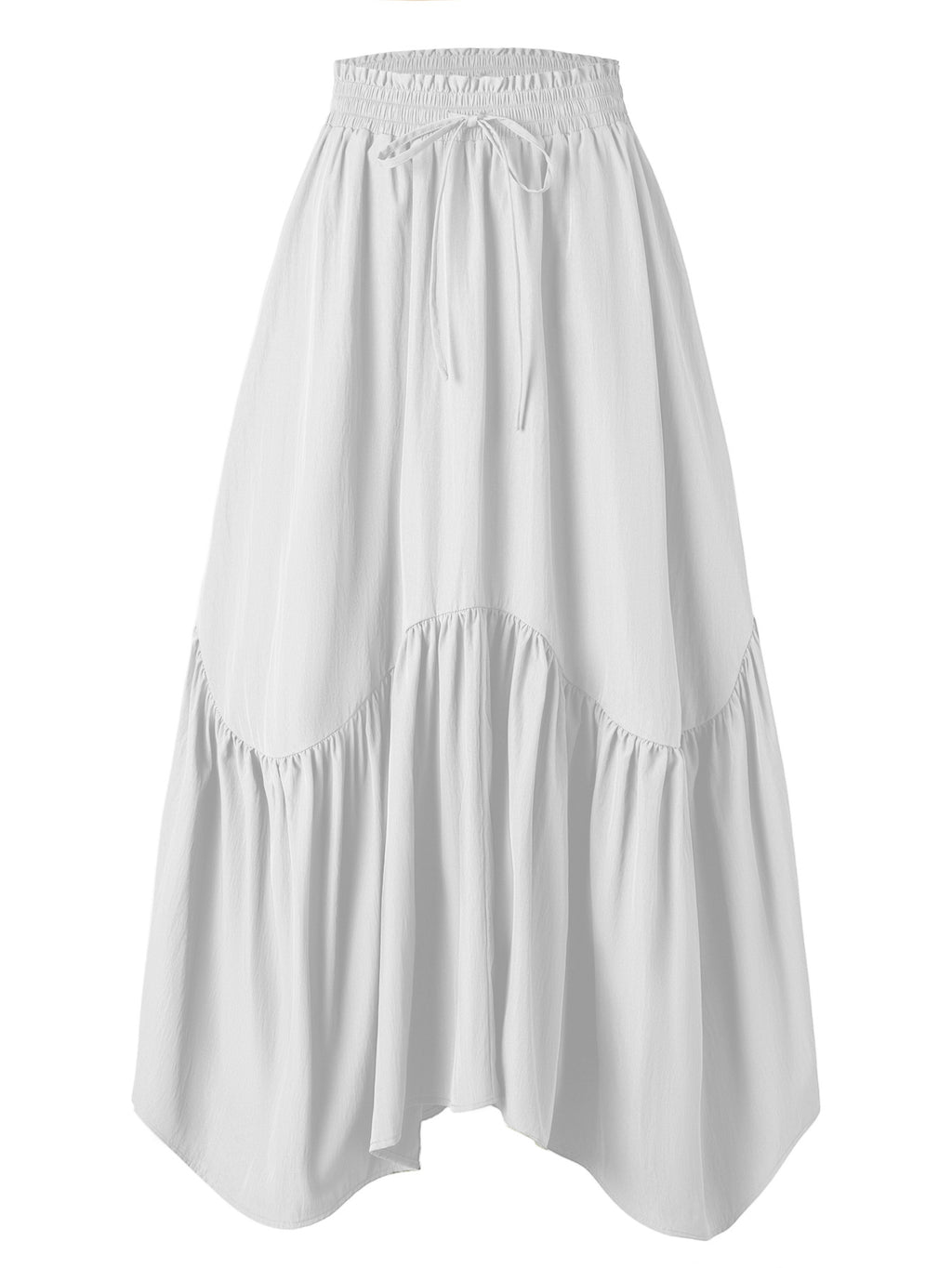 Women Wave Lace up Adjustable Skirt High Waist Elastic Large Swing Skirt Retro Long Skirt - ALZO