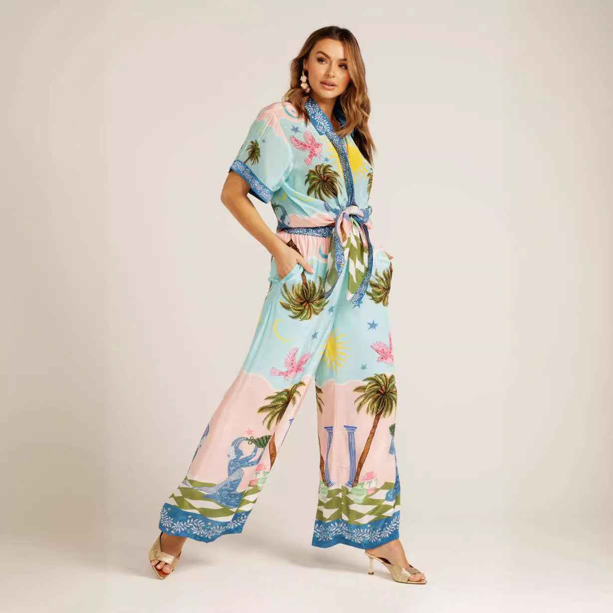 Personalized Printing Short Sleeve Vacation Casual Tether Suit