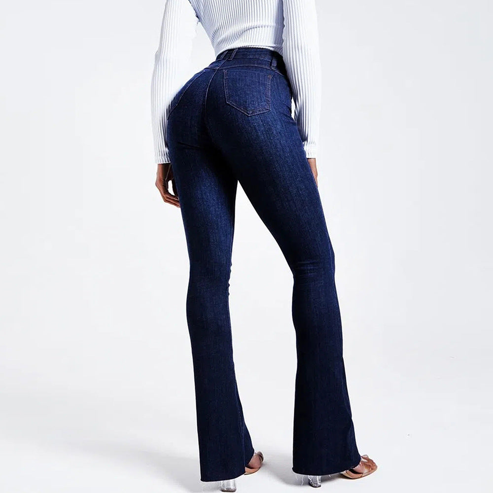 Slim Stretch Shaping Bell Bottom Pants Women Jeans - ALZO