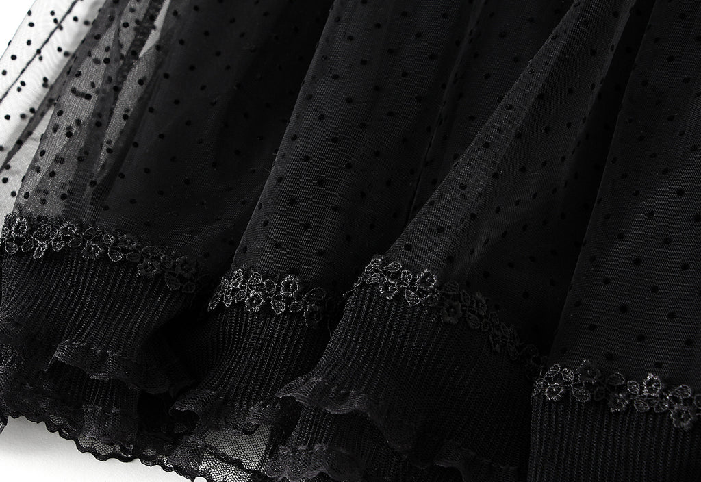 Gentle Super Fairy Lace Stringy Selvedge Mesh Polka Dot Skirt Women Spring High Waist A line Pettiskirt - ALZO