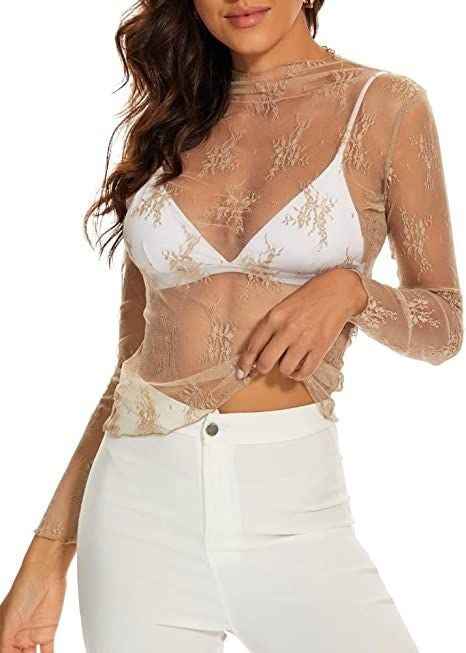 Women Clothing Long Sleeve Slim Lace Pullover Sun Proof Base Clothing