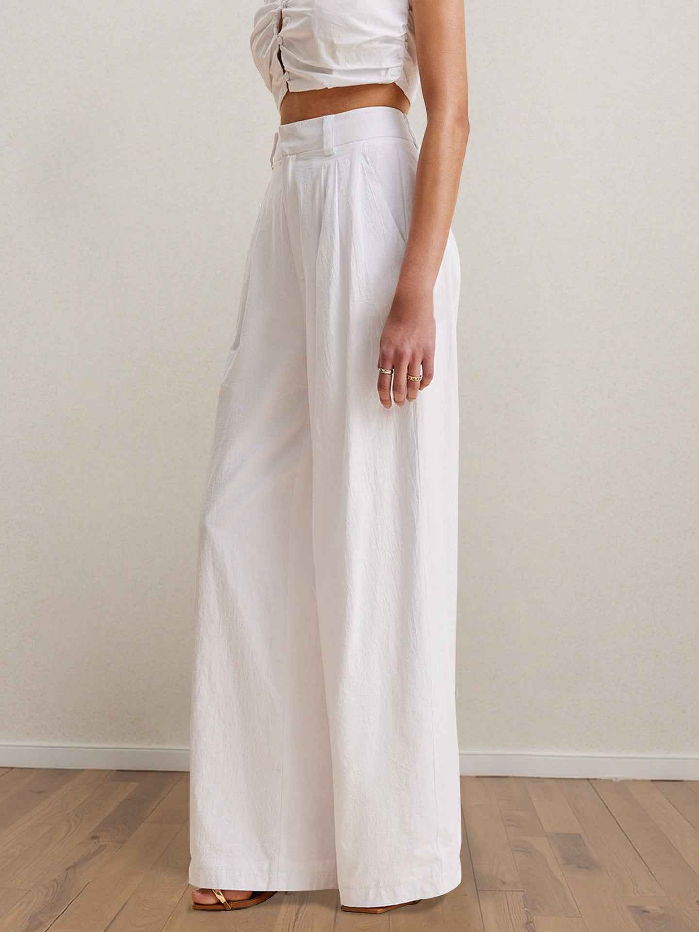 Professional Spring Summer White Casual off the Shoulder Top Trousers Tube Top Simple Office Women Clothing