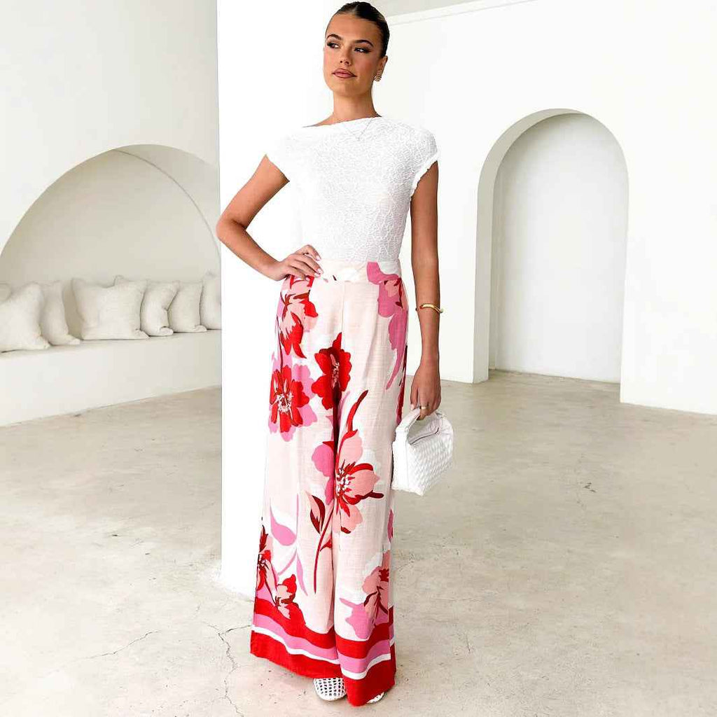 Casual Pants Summer Positioning Printing Loose Wide Leg Casual Straight Leg Trousers