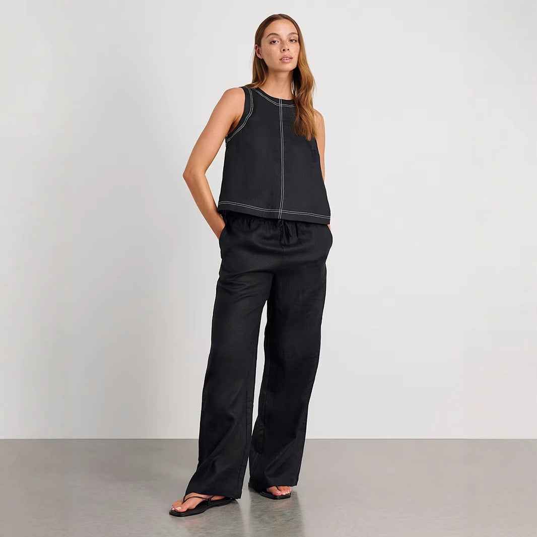 Cotton Linen Vest Pants Set Spring Summer Wide Leg Pants Sleeveless Vest Casual Set Women