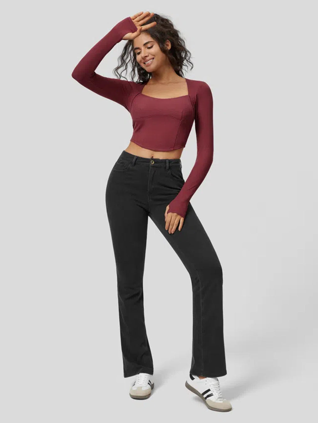 Square Collar Long Sleeve Knitwear Women Autumn Tight Expose Clavicle Slimming Inner Bottoming Top - ALZO