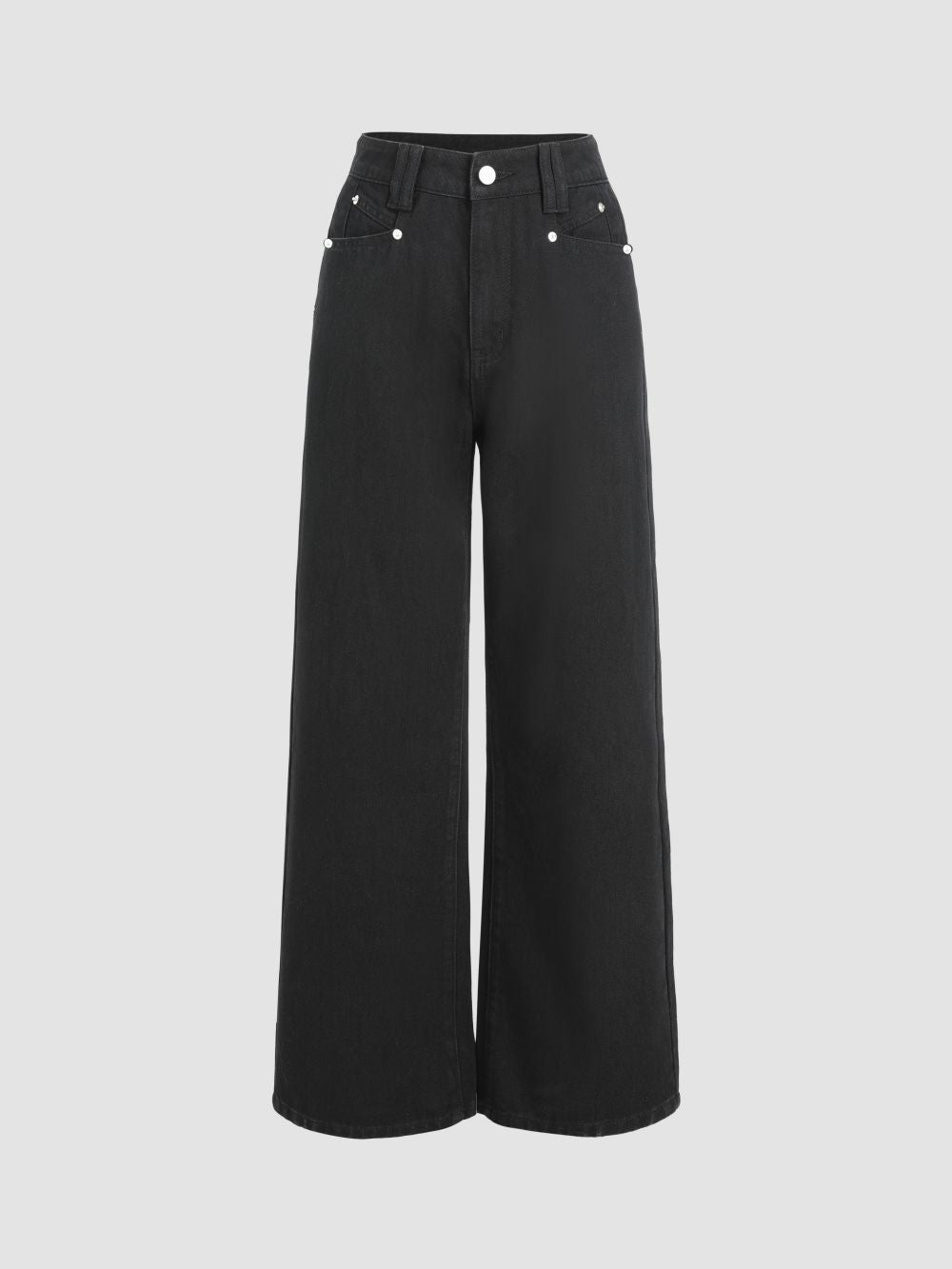 Black Leg Jeans Loose Straight High Waist Women Casual Pants Jeans - ALZO