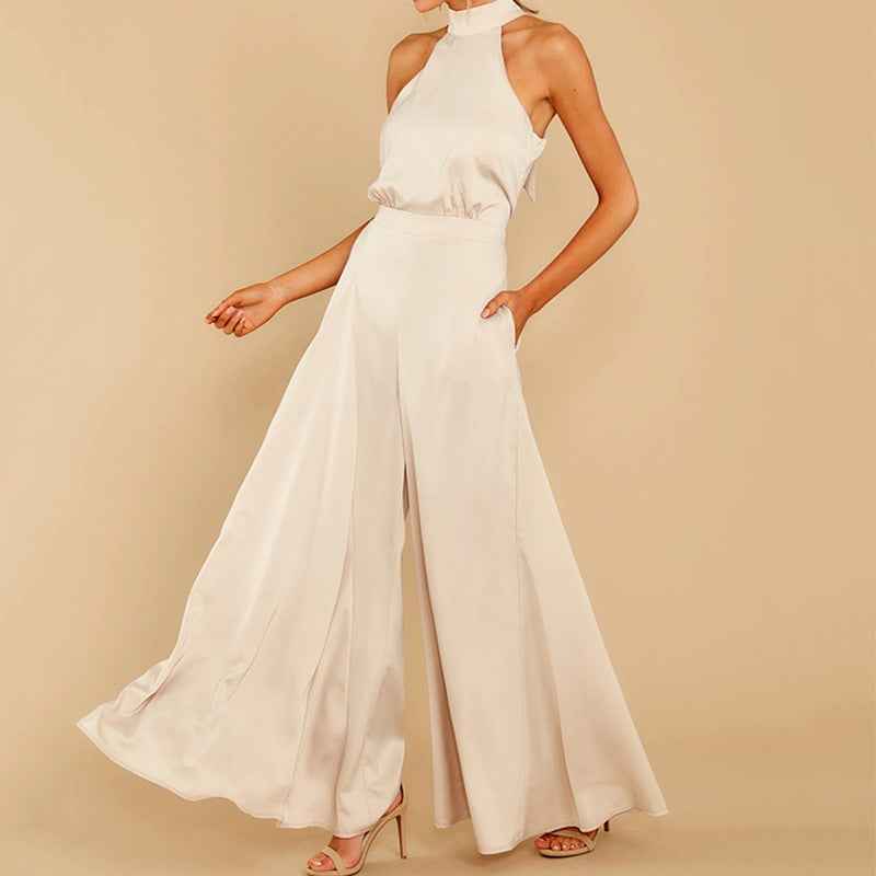 Jumpsuit Spring Summer Solid Color off-the-Shoulder Jumpsuit