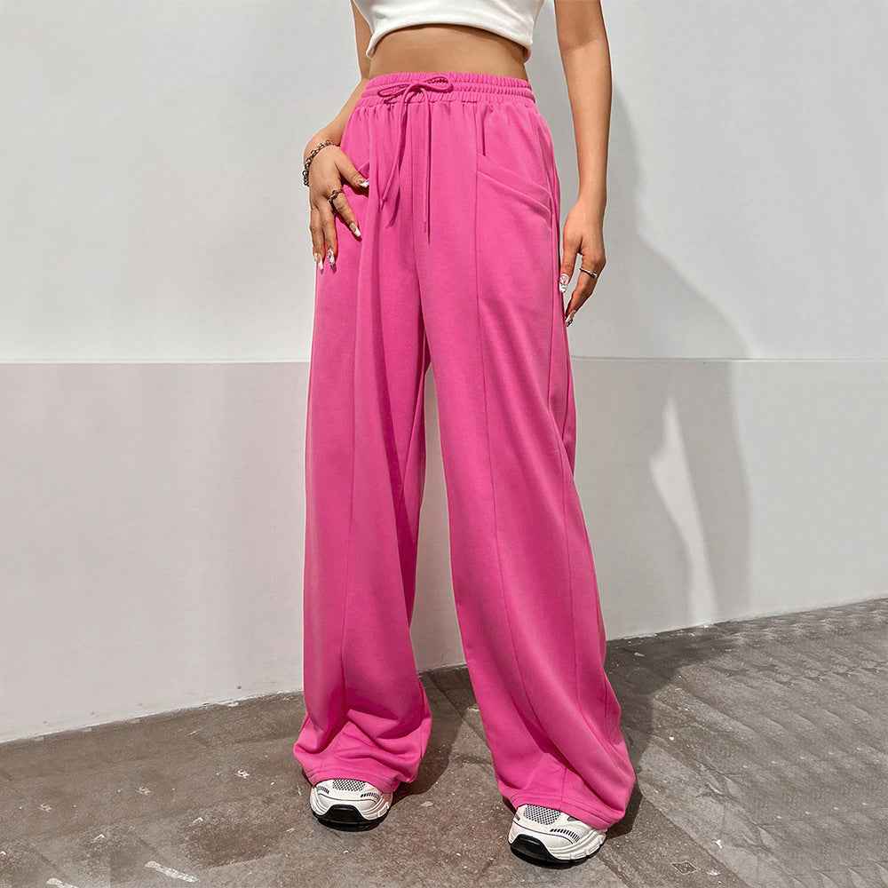 Sports Pants Women Loose Slimming Mop Straight Casual Trousers High Waist Wide Leg Pants Draping Sweatpants