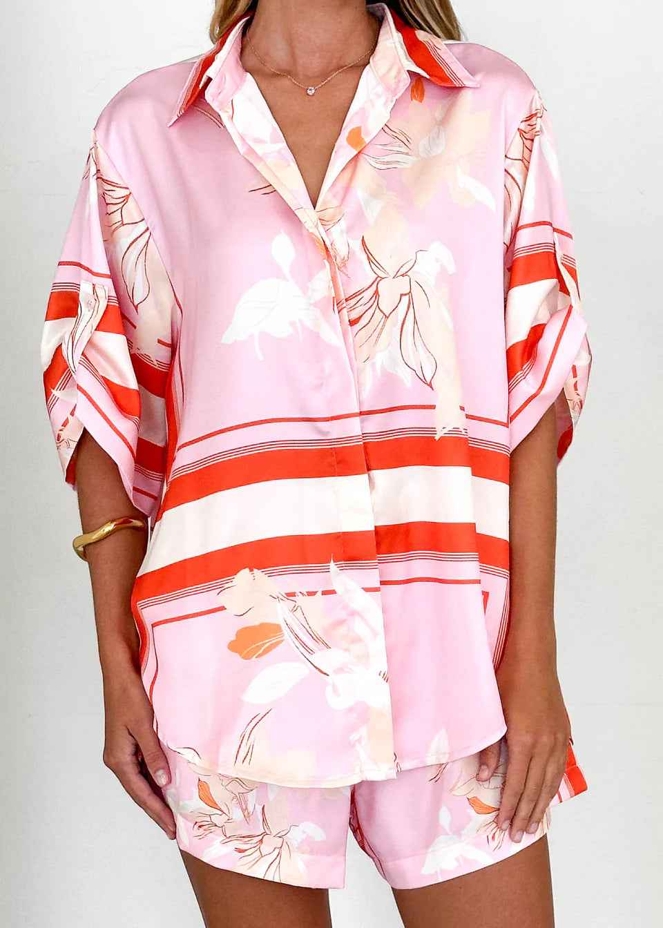 Summer Ladies Homewear Casual Printing Cardigan Shirt Shorts Two Piece Sets