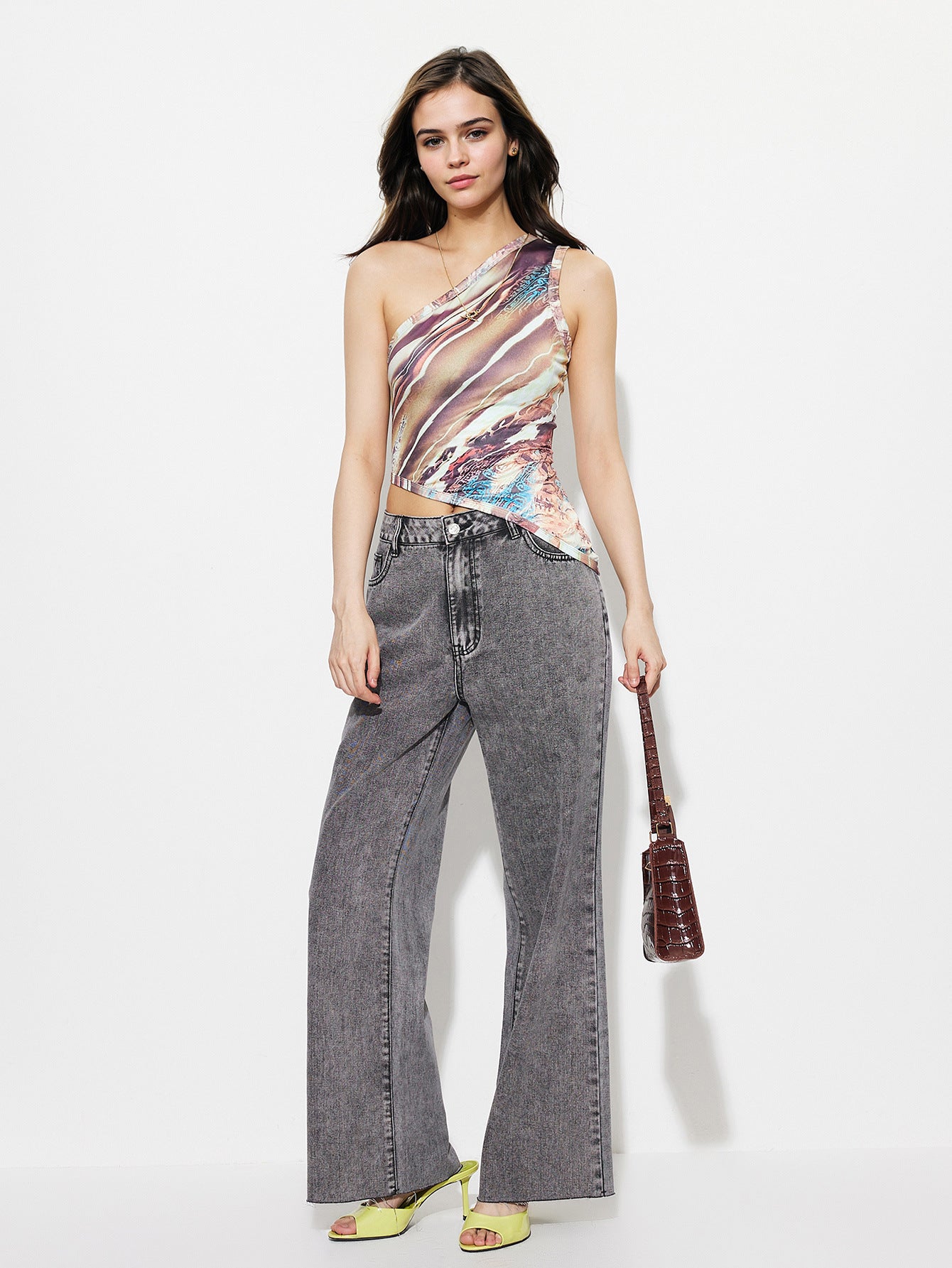 Women Clothing Straight Loose High Waist Denim Trousers - ALZO