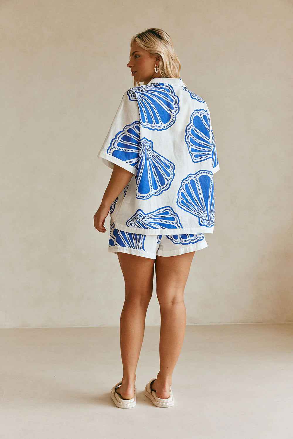 Summer Casual Loose Printed Short Sleeve V neck Home Wear Set