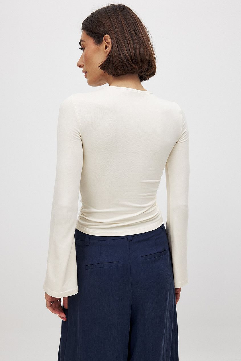 Trendy Double Layer Collar Autumn Winter Hollow Out Cutout Faux Two Piece Slim Fit Slimming Long Sleeves Top Women - ALZO