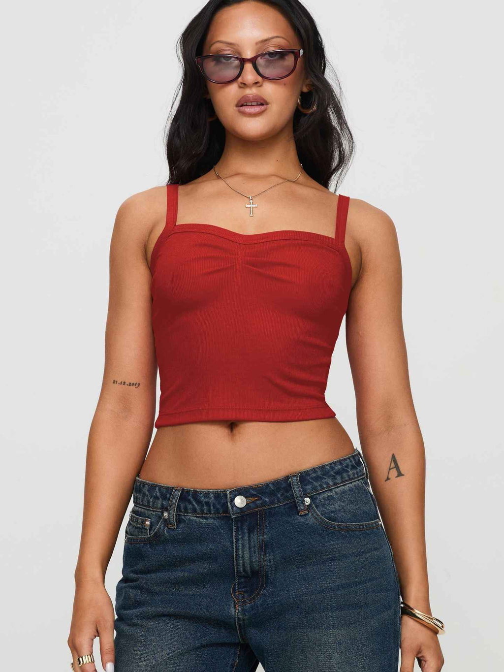 Spring Summer Women Clothing Solid Color Pleated Design Short Bare Cropped Slim Fit All Matching Tank Top
