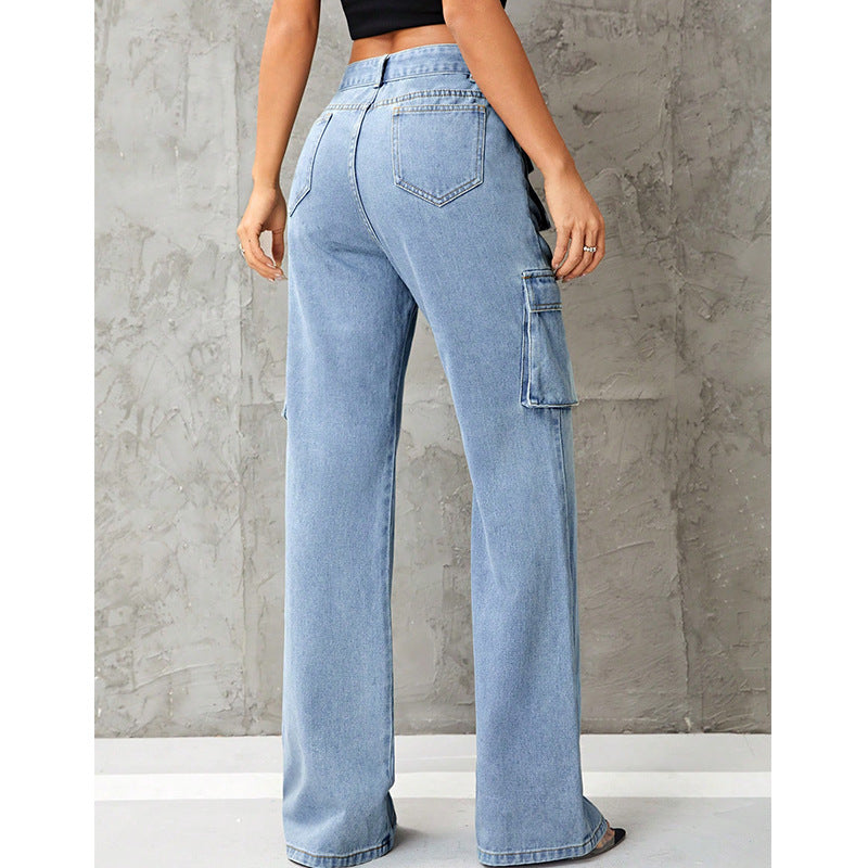 Women Clothing High Waist Work Clothes Slimming Denim Pants - ALZO