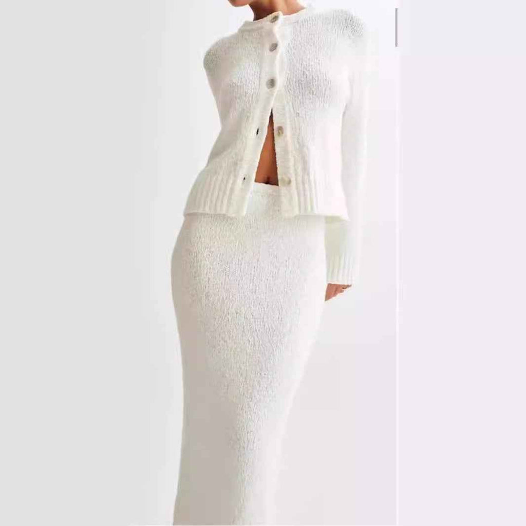 Women White Elegant Slimming Two-Piece Suit Skirt Women