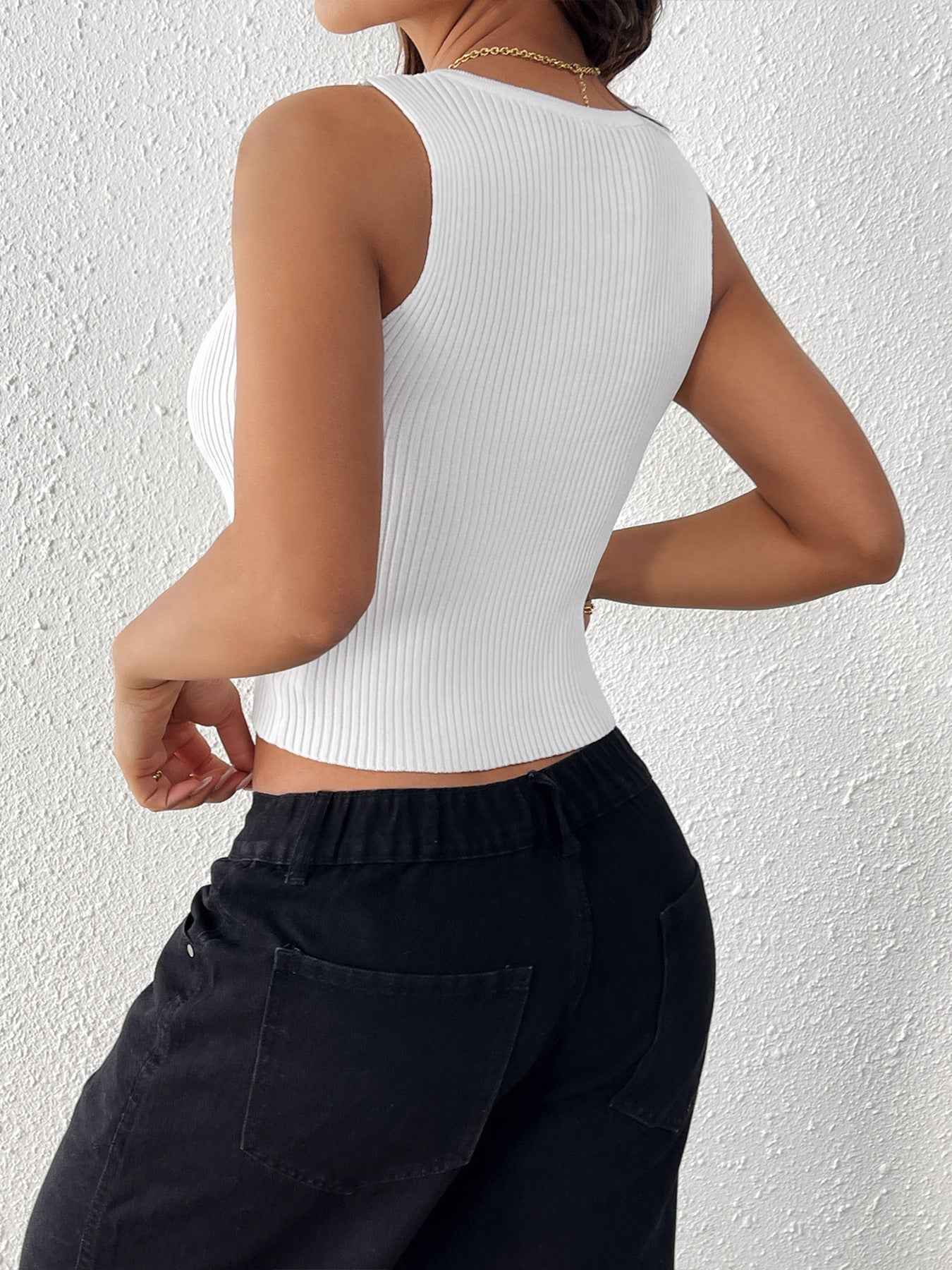 Spring Summer Bow Top Boudoir Girl Hollow Out Cutout Short Knitted Vest Women