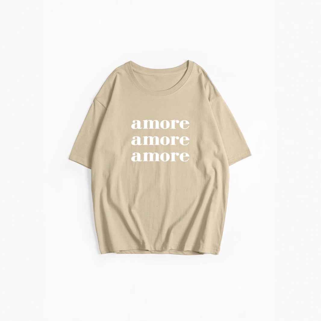 Printed T shirt Women Summer Loose round Neck Cotton Short Sleeve Top