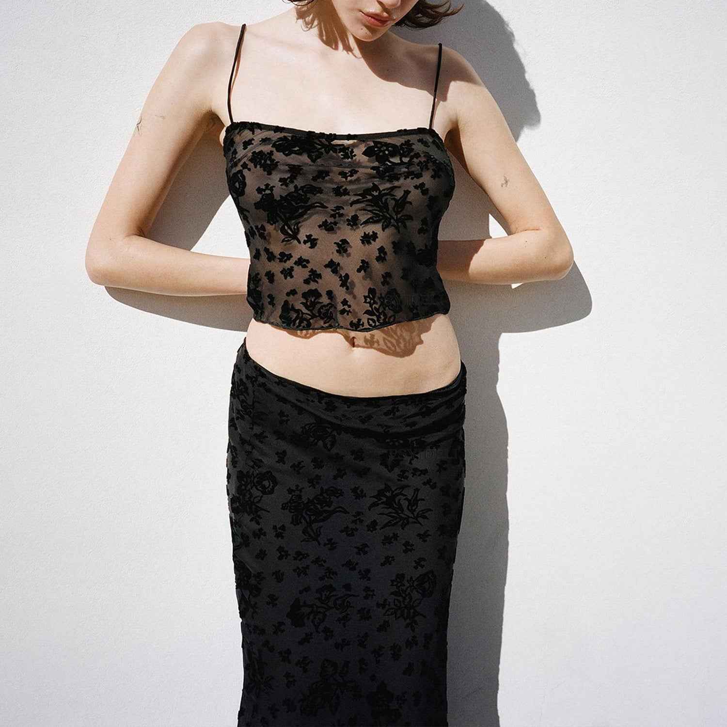 Women Clothing Summer Sexy Sling Top Sexy Backless Skirt Lace Two Piece Sets