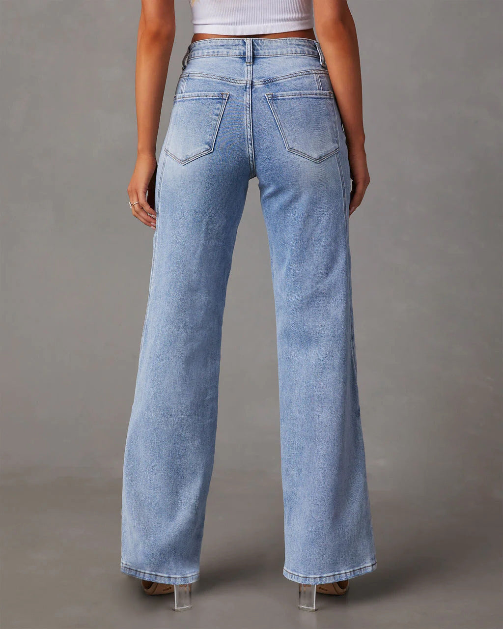 Loose Stitching Wide Leg Women Jeans Women - ALZO