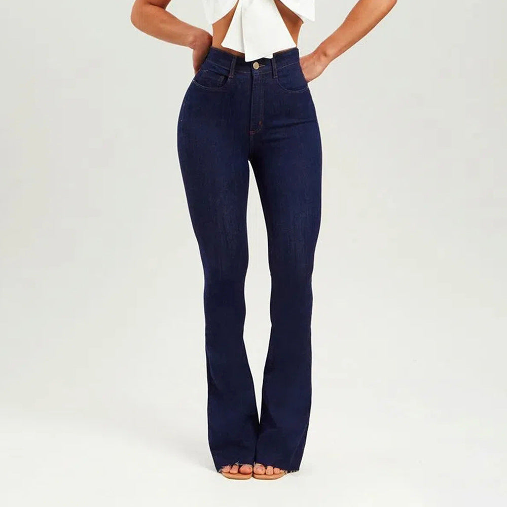 Slim Stretch Shaping Bell Bottom Pants Women Jeans - ALZO