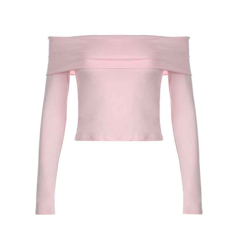 Casual Women Clothing Solid Color off-Shoulder Long Sleeve Sexy Short Top Flanging Tight Bootcut Pants Suit Spring Summer