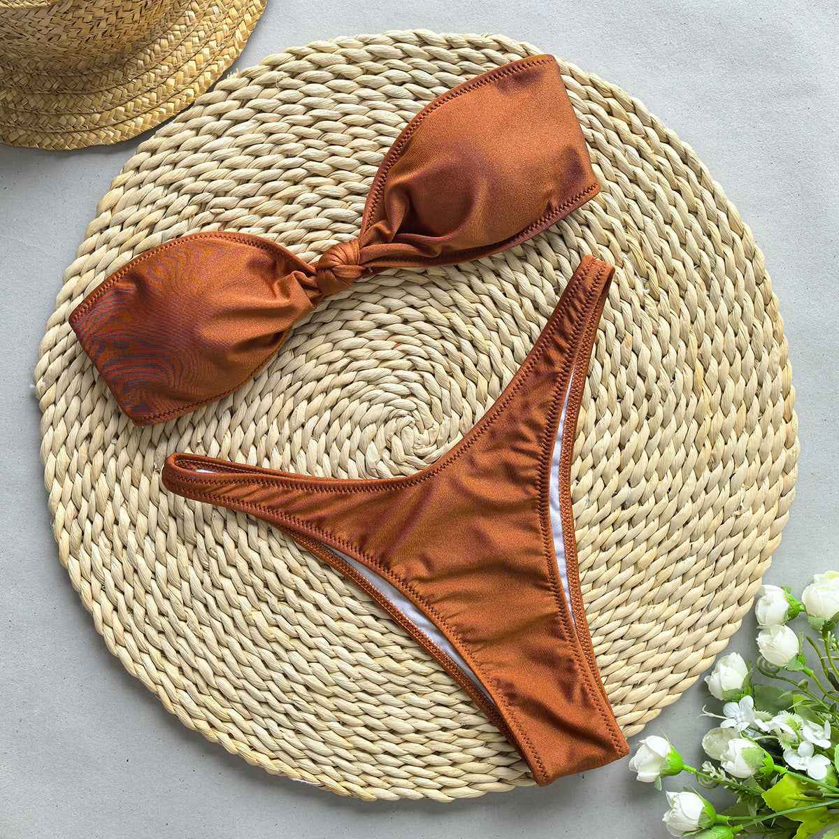Bikini Sexy Bikini Solid Color Tube Top Split Women Swimsuit Swimsuit Women
