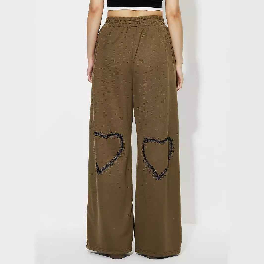 Women Clothing Love Casual Loose Casual Pants