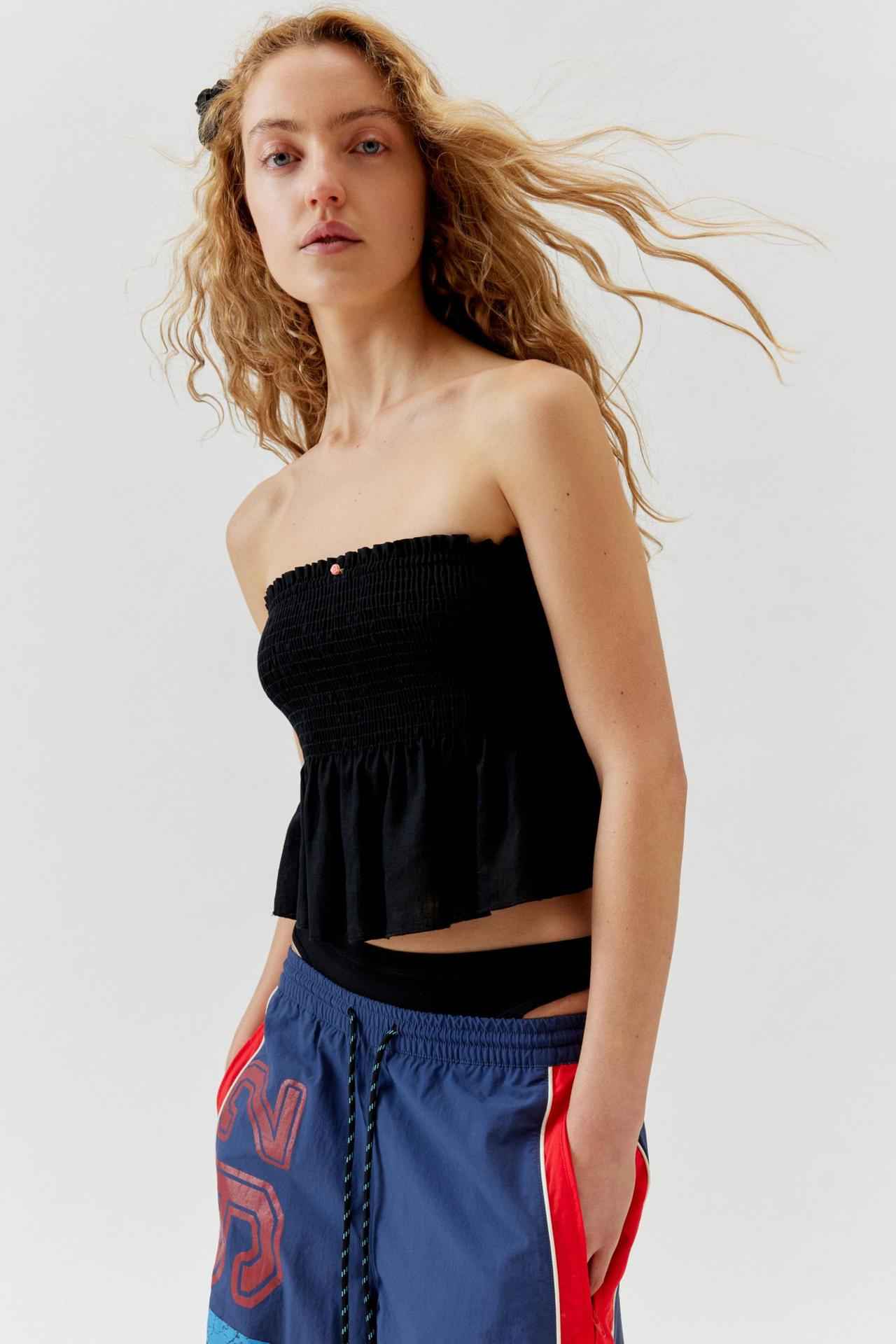 Fall Women Wear Top Solid Color Tube Top Pleated Sexy Vest