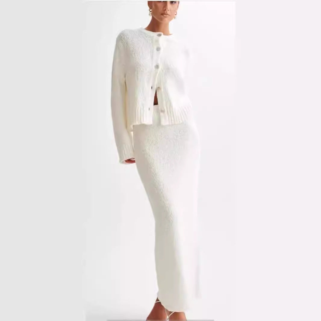 Women White Elegant Slimming Two-Piece Suit Skirt Women - ALZO