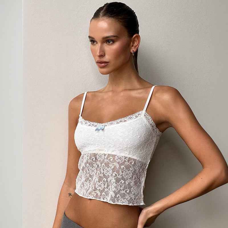Lace Sexy Sling Beautiful Back One Sexy Hollow Out Cutout out Innerwear Bottoming Vest Wrapped Chest Women