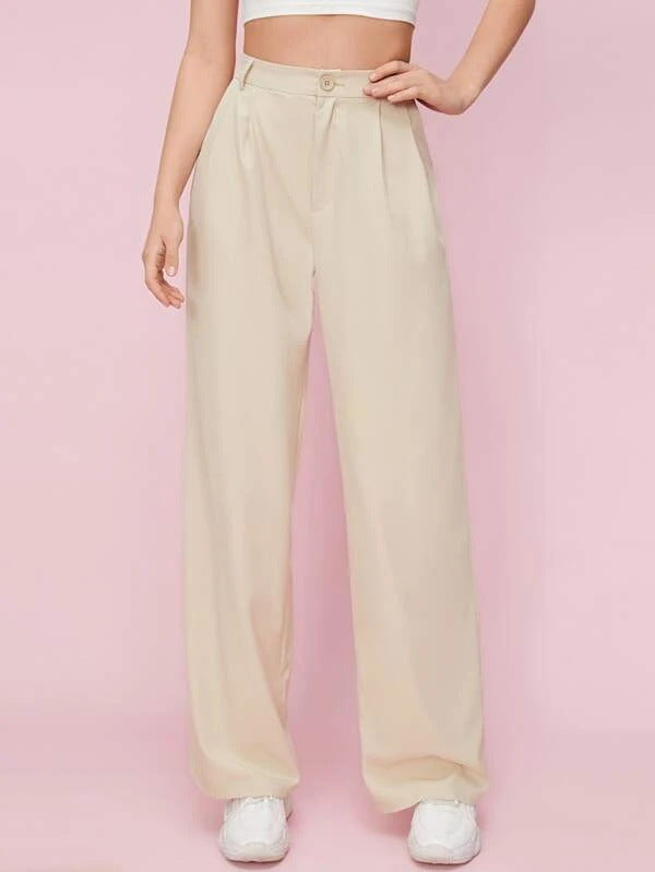 Autumn Solid Color Zipper Straight Leg Trousers Work Pant Women - ALZO