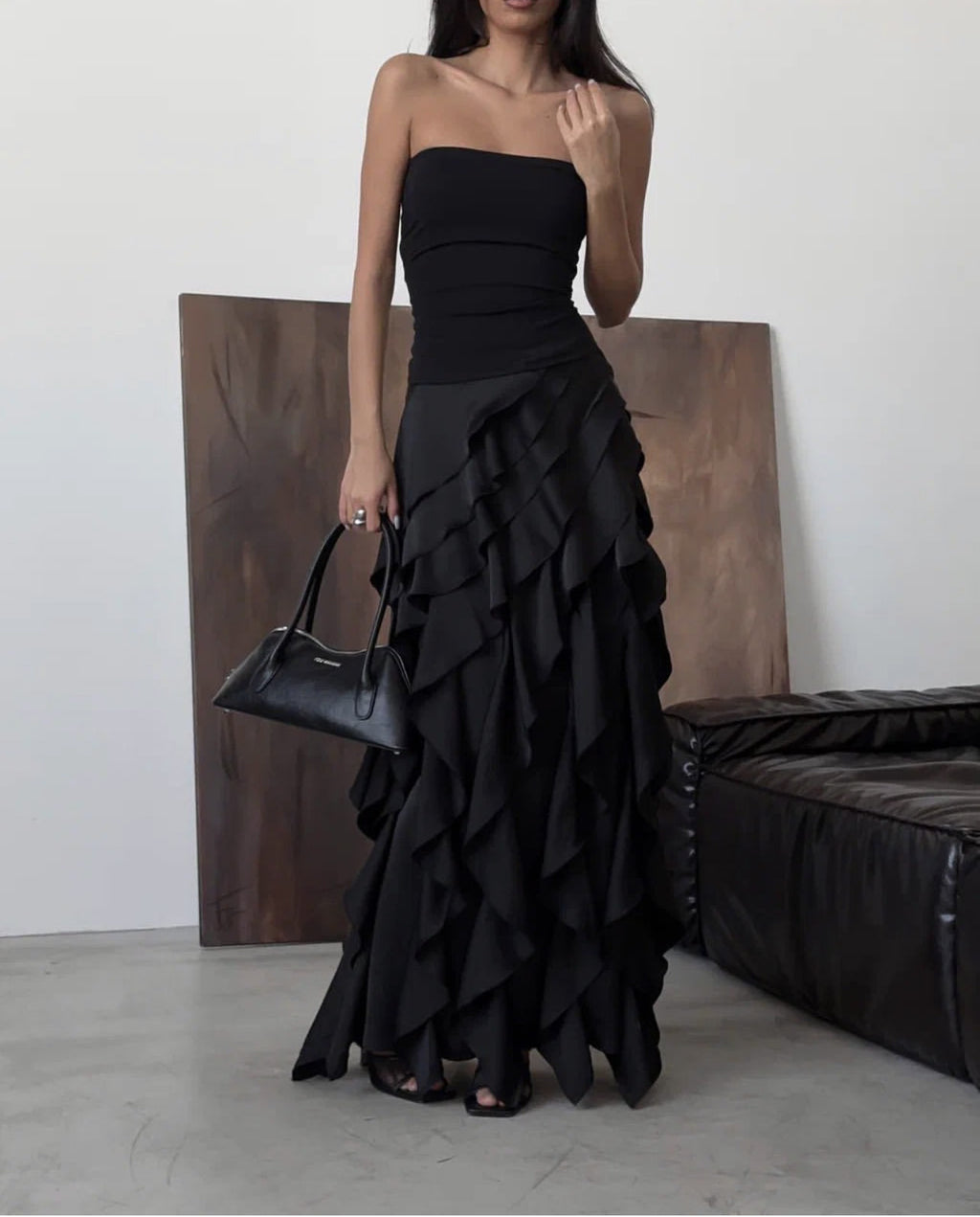 Spring Summer Romantic Chic Layered Irregular Asymmetric Ruffled A line Dress - ALZO