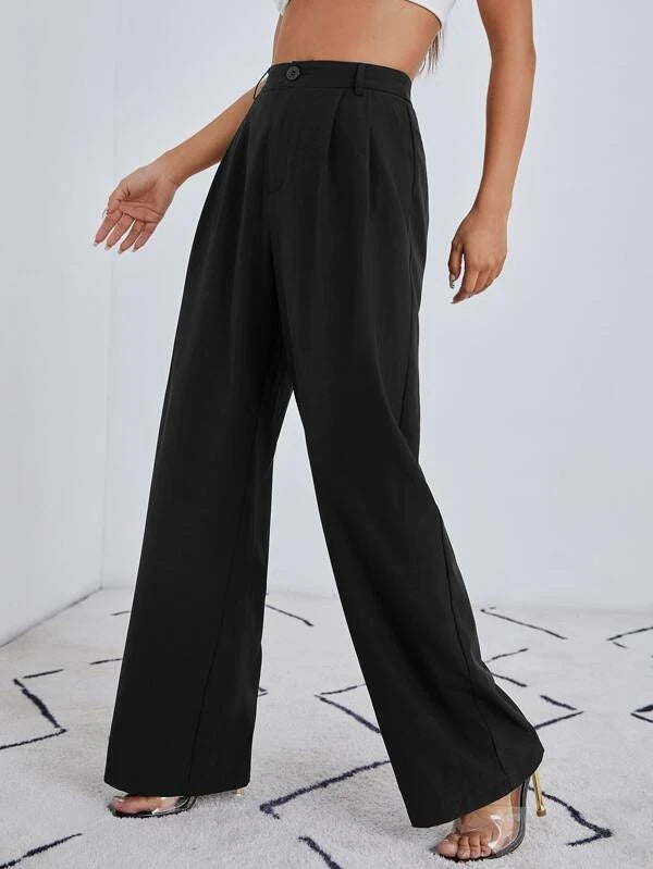 Autumn Solid Color Zipper Straight Leg Trousers Work Pant Women - ALZO