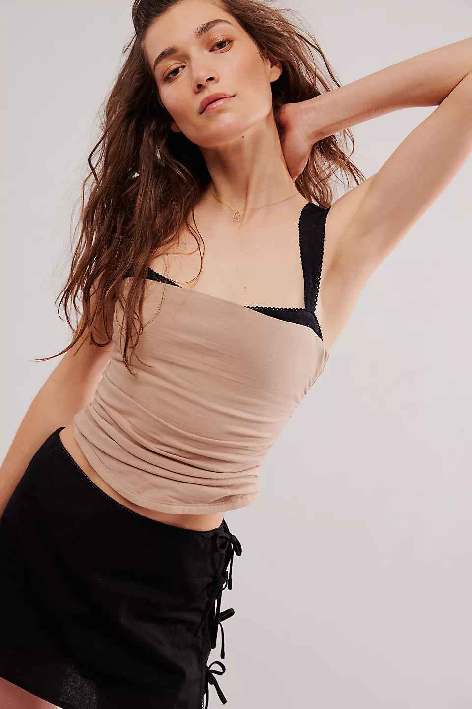 Spring Summer Women Clothing Pleating Contrast Color Sexy Small Vest Women