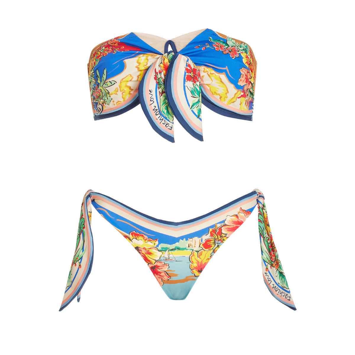Tube Top Printed Bikini Sexy Split Swimsuit Women Bikini
