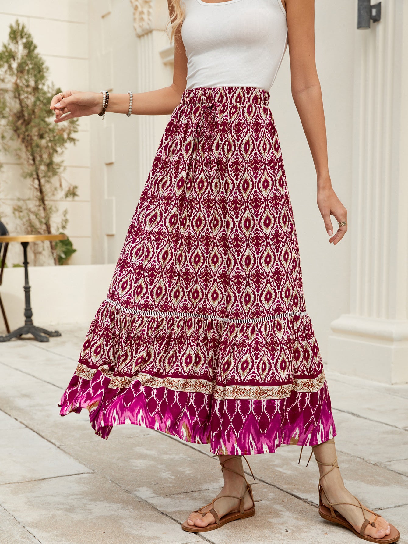 Real Shot Bohemian Holiday Skirt Beach Holiday Swing Skirt - ALZO