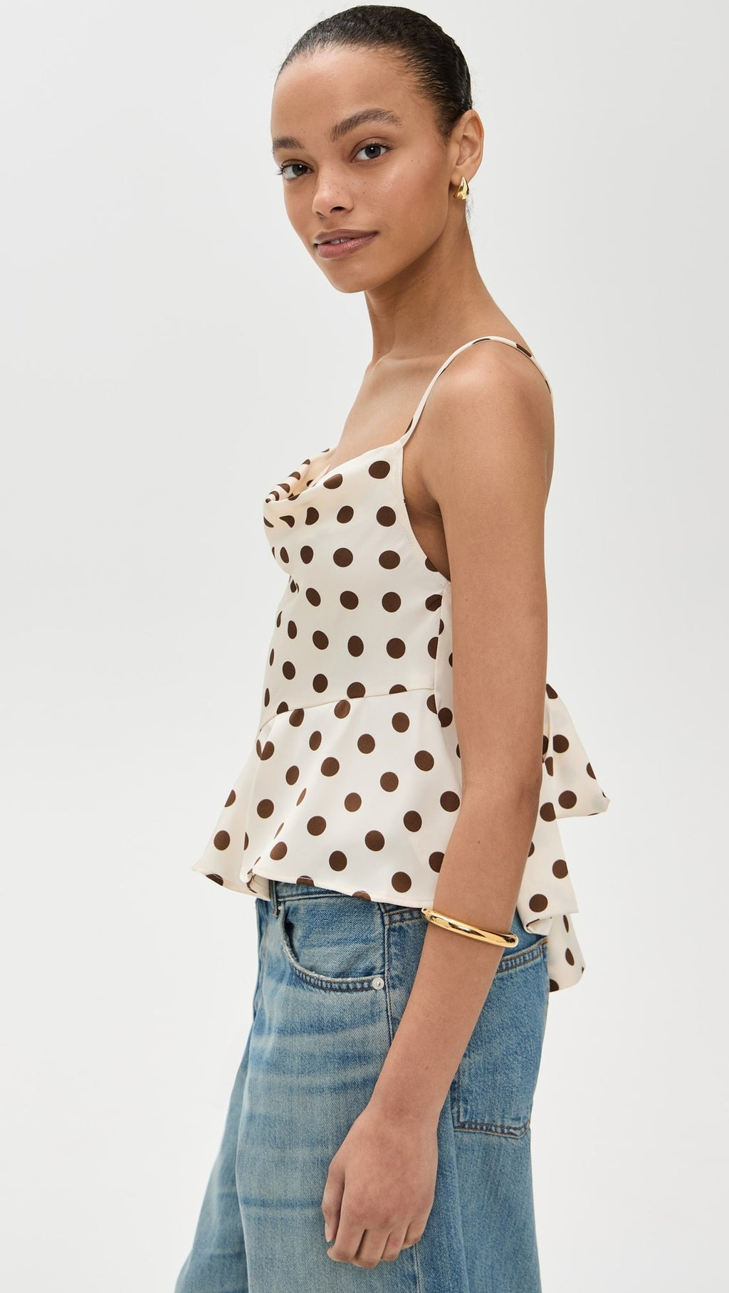 Spring Summer Swimsuit Polka Dot Flying Edge Thin Shoulder Camisole Women - ALZO