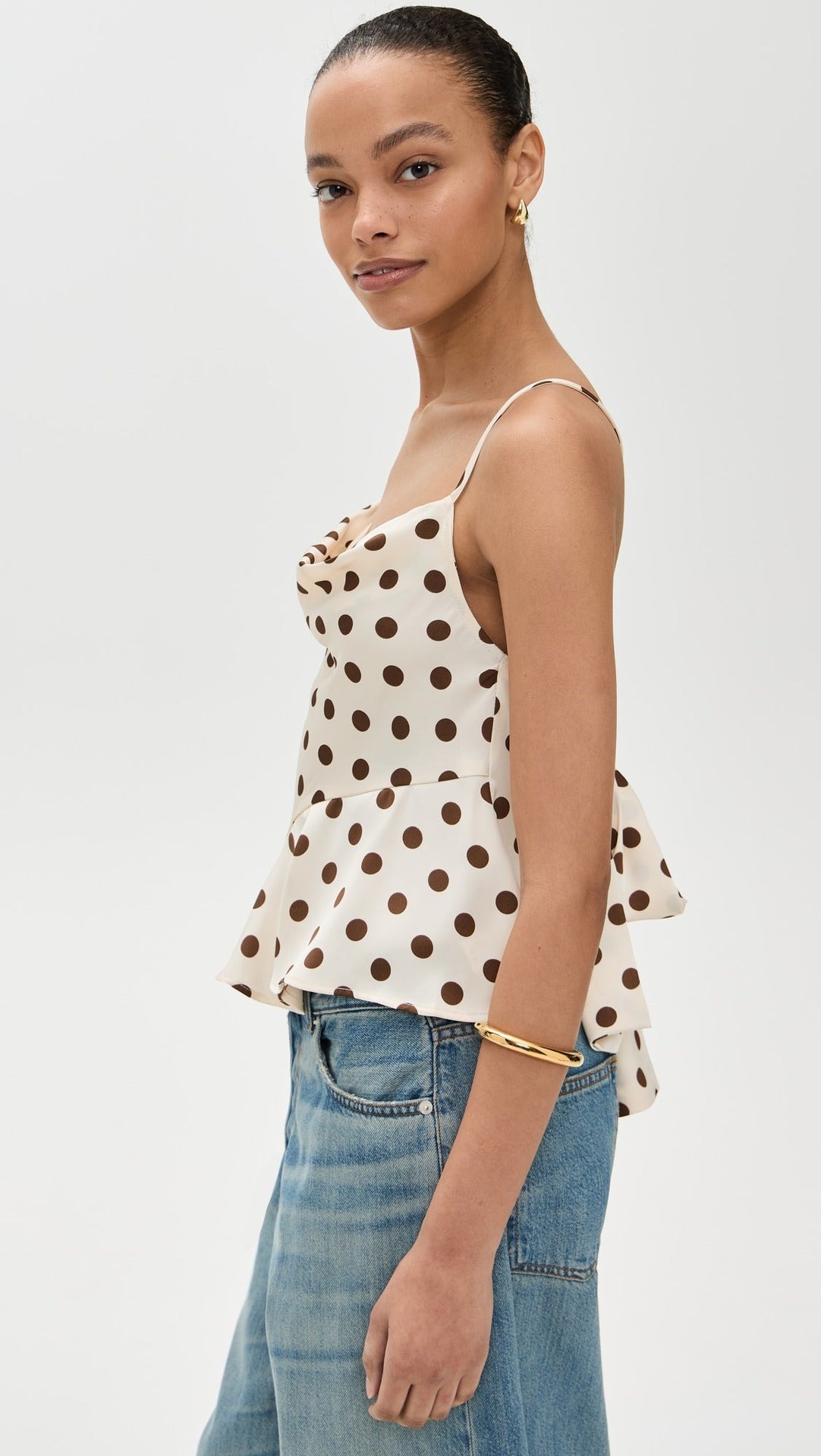 Spring Summer Swimsuit Polka Dot Flying Edge Thin Shoulder Camisole Women - ALZO