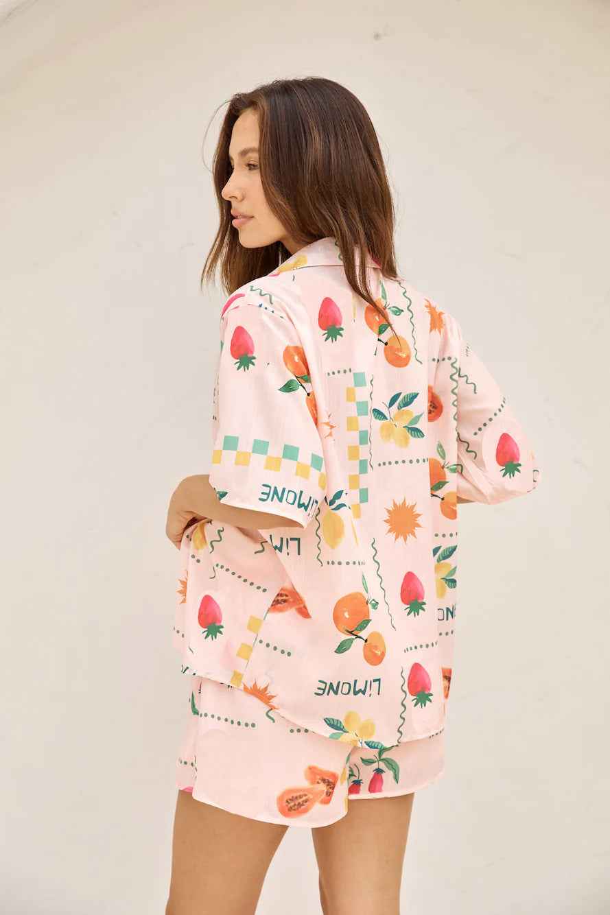 Spring Summer Women Clothing Printed Drawstring Loose Shirt Shorts Commuting Pants Two Piece Sets Women